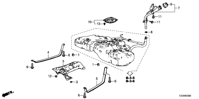 2015 Acura TLX Band L,Fuel Tank Mt Diagram for 17522-TZ3-A01