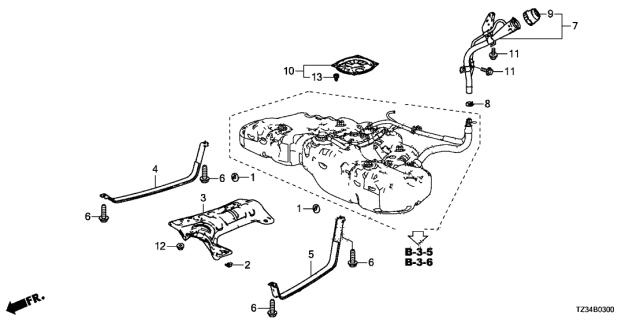 2015 Acura TLX Band R,Fuel Tank Mt Diagram for 17521-TZ3-A01