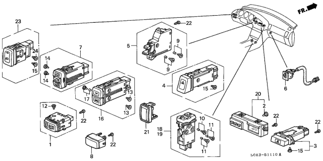 2002 Acura TL 14V Bulb Diagram for 35850-SZ3-911