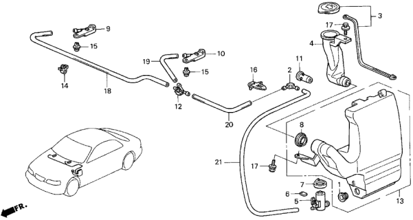 1997 Acura TL 4 Door BAS3.2 KA 4AT Windshield Washer (V6) Diagram