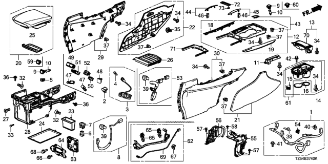 2020 Acura MDX Clip, Beam Diagram for 83499-TZ5-A02