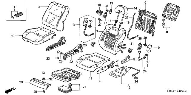 2003 Acura CL Front Seat Diagram 2