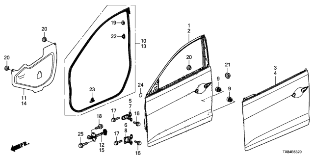 2013 Acura ILX Hybrid 4 Door TECH KA CVT Front Door Panels Diagram