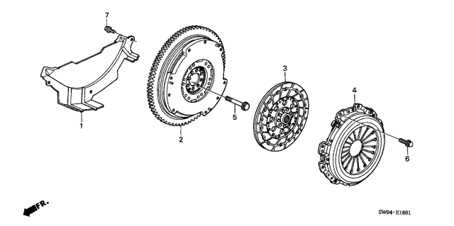 2005 Acura NSX 2 Door NSX-T KA 6MT Clutch - Flywheel Diagram