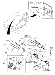 1996 Acura SLX Blade, Driver Side Wiper Arm Diagram for 8-97134-560-0
