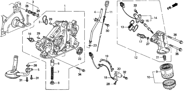 1998 Acura CL Oil Pump - Oil Strainer Diagram