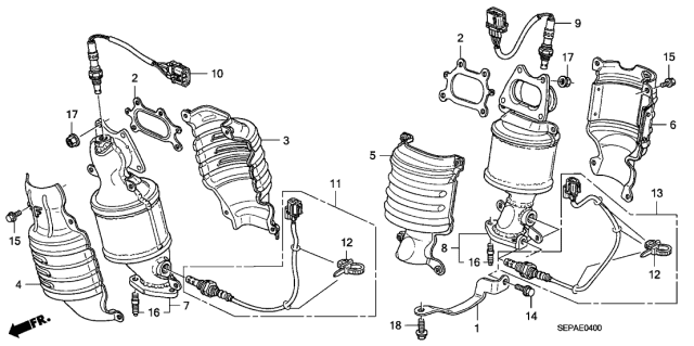 2008 Acura TL Rear Primary Converter Diagram for 18290-RYE-A00