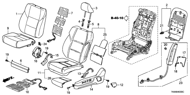 2010 Acura TL Left Front Seat Cushion Cover (Gray) (Leather) Diagram for 81531-TK5-A71ZA