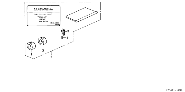 2003 Acura NSX 2 Door NSX-T KA 6MT Key Cylinder Kit Diagram