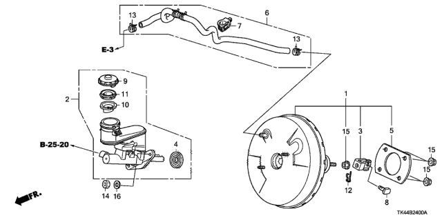 2012 Acura TL 4 Door TECH (SHAWD) KA 6AT Brake Master Cylinder - Master Power Diagram