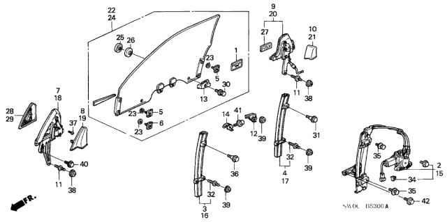 2005 Acura NSX 2 Door NSX-T KA 4AT Front Door Windows Diagram