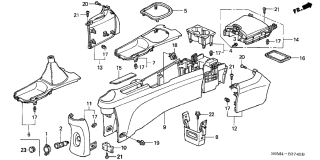 2002 Acura RSX Center Console Garnish Assembly (Graphite Black) Diagram for 77295-S6M-A01ZA