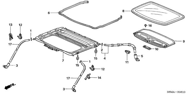 2006 Acura RSX 3 Door BASE KA 5AT Sliding Roof Diagram