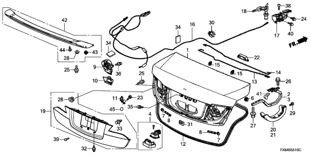 2015 Acura ILX Trunk Lid Diagram