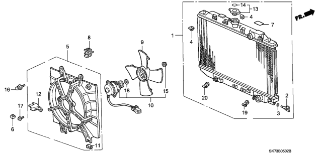 1992 Acura Integra Radiator (Sak) Diagram for 19010-PR3-907