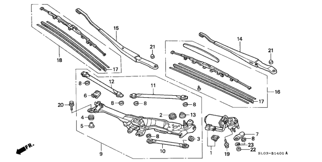 1993 Acura NSX Front Windshield Wiper Diagram