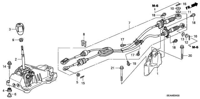 2008 Acura TSX Shift Lever Diagram