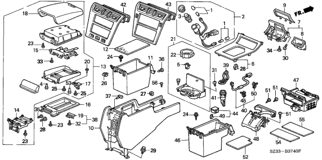 1999 Acura RL Console Diagram