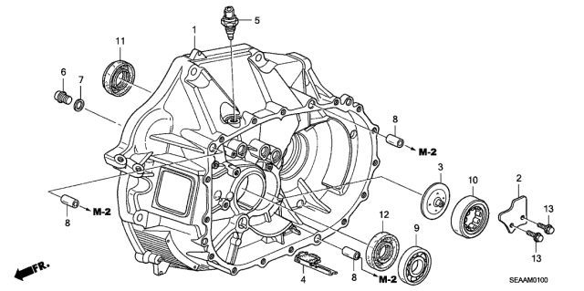 2008 Acura TSX MT Clutch Case Diagram