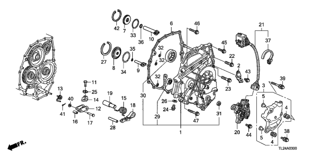 2009 Acura TSX 4 Door TSX KA 5AT AT Left Side Cover Diagram