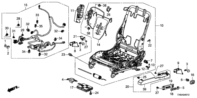 2021 Acura ILX Front Seat Components (L.) (Power Seat) Diagram