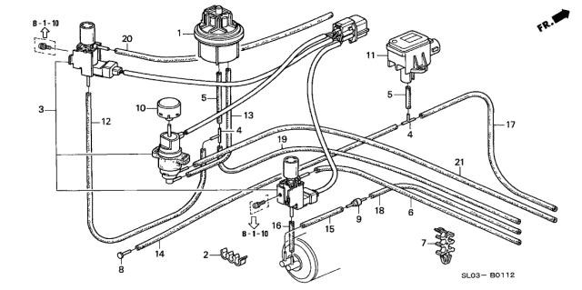 1996 Acura NSX 2 Door NSX-T KA 5MT Control Device Tubing Diagram