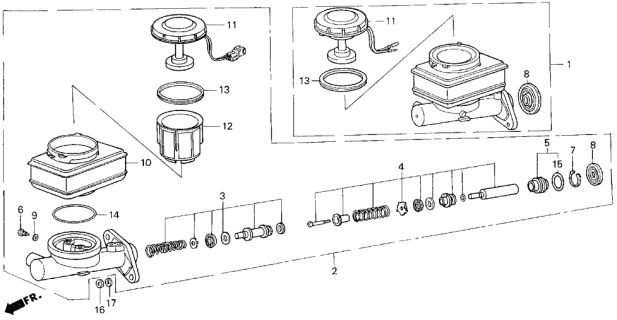 1988 Acura Legend Master Cylinder Assembly Diagram for 46100-SG0-A01