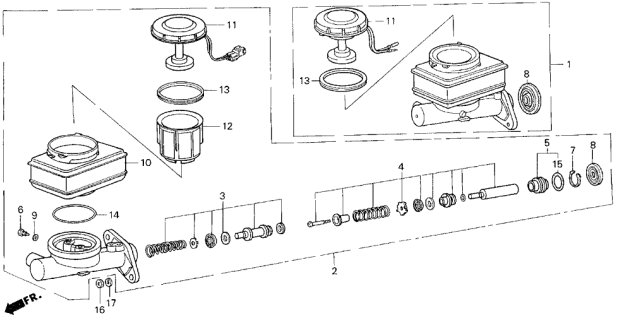 1990 Acura Legend 2 Door STD KA 5MT Brake Master Cylinder Diagram