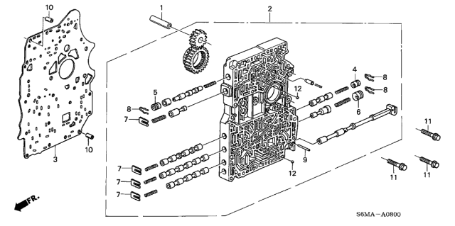 2006 Acura RSX 3 Door BASE KA 5AT AT Main Valve Body Diagram