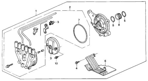 1992 Acura Vigor Cap Assembly Diagram for 30102-PV1-A04