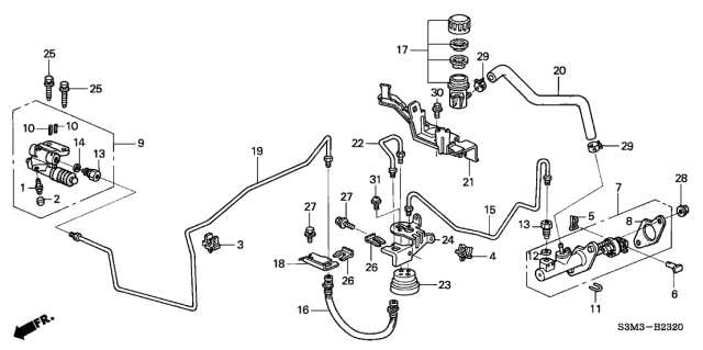 2003 Acura CL Pipe C, Clutch Diagram for 46980-S3M-A01