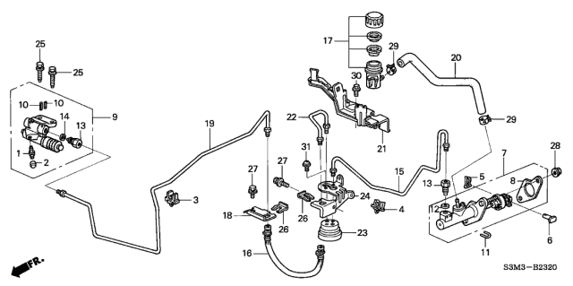 2003 Acura CL Clutch Master Cylinder Diagram