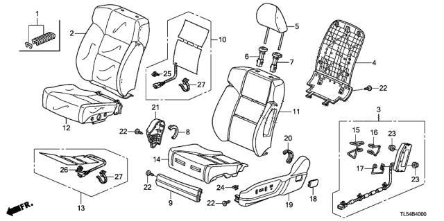 2014 Acura TSX Front Seat Diagram 1