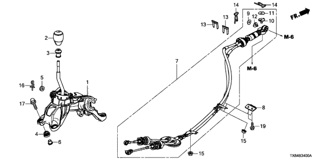 2014 Acura ILX Lever Sub-Assembly, Change Diagram for 54100-TX7-A01