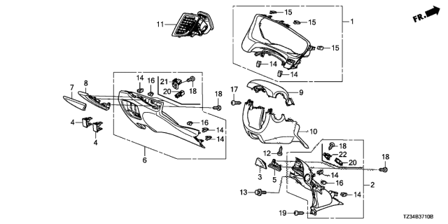 2018 Acura TLX Instrument Panel Garnish Diagram 1