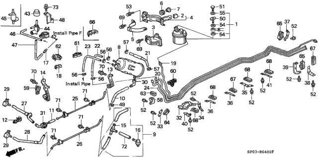 1995 Acura Legend Hose, Pressure Regulator Return Diagram for 17723-SP0-A31