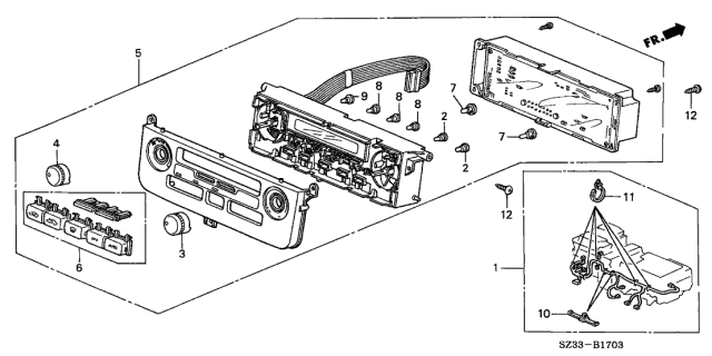 2001 Acura RL Knob Assembly Diagram for 79601-SZ3-013