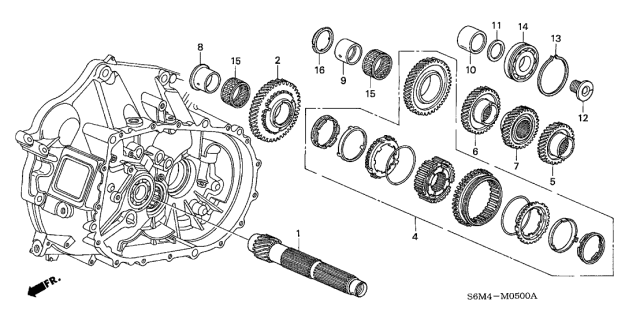 2004 Acura RSX Distance Collar (37X44X32.5) Diagram for 23918-PPP-000