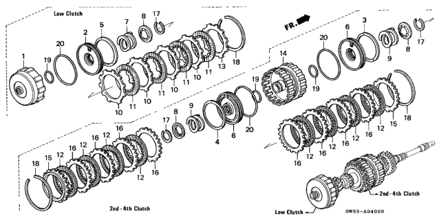 1997 Acura TL 4 Door BAS2.5 KA 4AT AT Clutch (Low - Second) Diagram