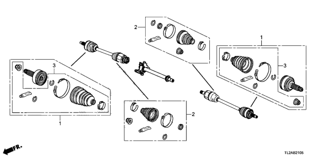 2013 Acura TSX 4 Door TSX V6 KA 5AT Front Driveshaft Set Short Parts Diagram