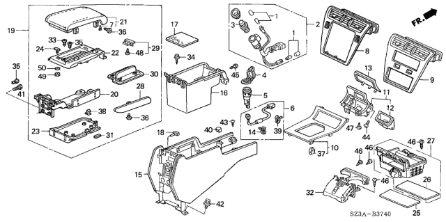 2004 Acura RL Tray Lock Set Diagram for 83423-SZ3-A41