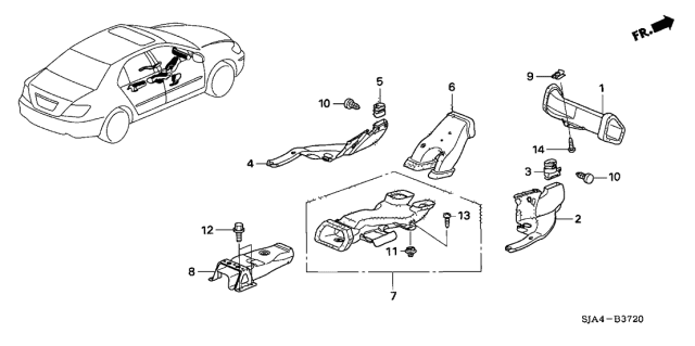 2011 Acura RL Duct Assembly A, Left Rear Heater Diagram for 83381-SJA-A11