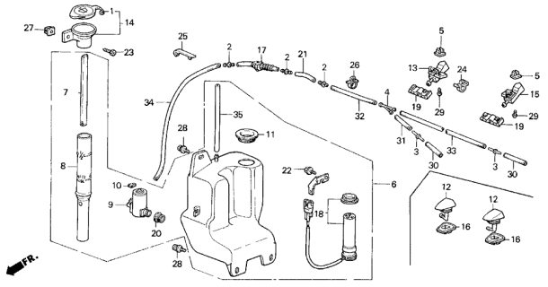 1990 Acura Legend 2 Door STD KA 5MT Windshield Washer Diagram