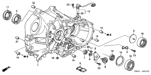 2005 Acura NSX MT Clutch Case Diagram