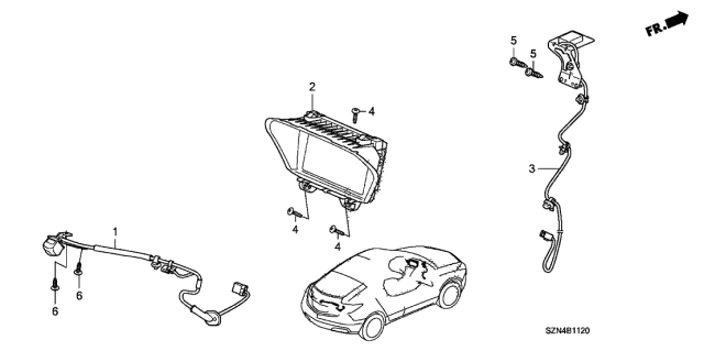 2010 Acura ZDX Camera Assembly, Rearview Diagram for 39530-SZN-A02