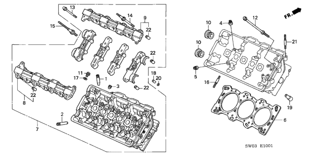 2002 Acura NSX Cylinder Head Assembly, Rear Diagram for 12300-PBY-000
