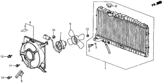 1990 Acura Legend 2 Door STD KL 5MT Radiator (DENSO) Diagram