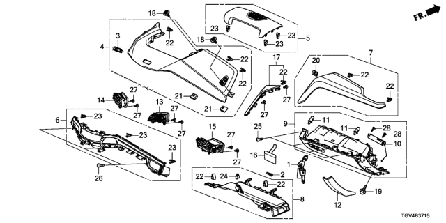 2021 Acura TLX Instrument Panel Garnish Diagram 2