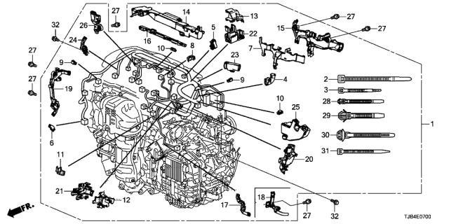 2019 Acura RDX Holder, Engine Harness (Lower) (Head) (L) Diagram for 32136-6B2-A00