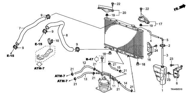 2009 Acura TL Radiator Hose - Reserve Tank Diagram